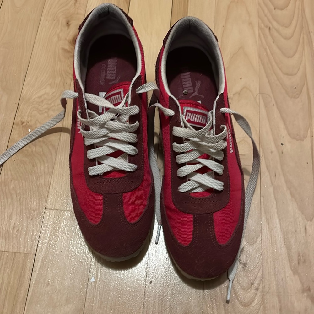 Size 8 red Puma wedge sneakers